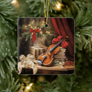 Ornamento De Cerâmica Música Violina de Natal