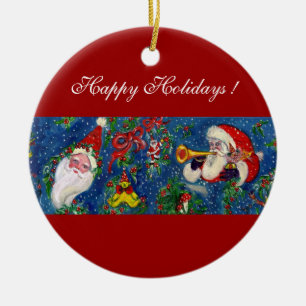 Ornamento De Cerâmica MUSICAL CHRISTMAS NOITE, PAPAIS NOEIS BURACO Cora