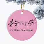 Ornamento De Cerâmica Musical Notes Custom Music Teacher Pink Christmas<br><div class="desc">Um legal Enfeites de natal personalizado de professor de música apresentando um funcionarios musical com notas sobre um bonito fundo cor-de-rosa. Peça este presente de feriado para um músico,  compositor,  banda ou regente de orquestra,  ou diretor de coro,  e personalize com seu nome.</div>