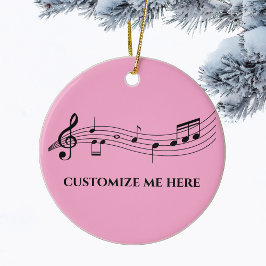 Ornamento De Cerâmica Musical Notes Custom Music Teacher Pink Christmas