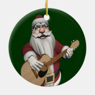 Ornamento De Cerâmica Musical Santa Claus Tocando Canções De Natal