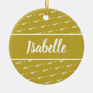 Ornamento De Cerâmica Músico de jogador de trompete doado personalizado