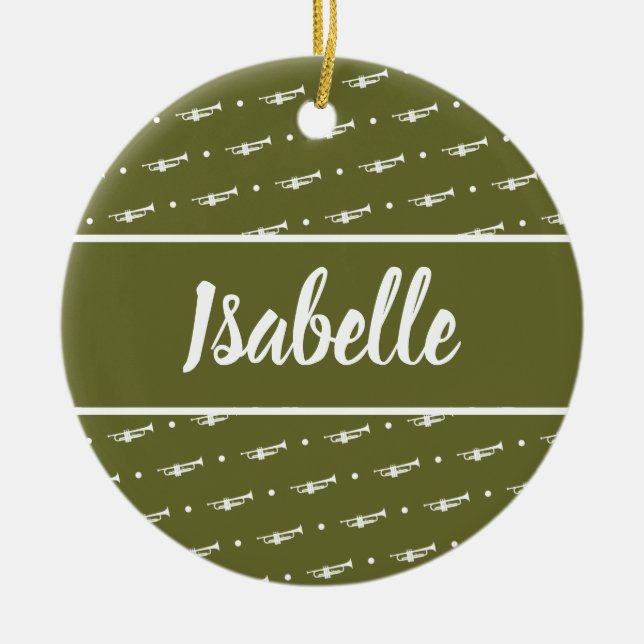 Ornamento De Cerâmica Músico de jogador de trompete doado personalizado  (Frente)