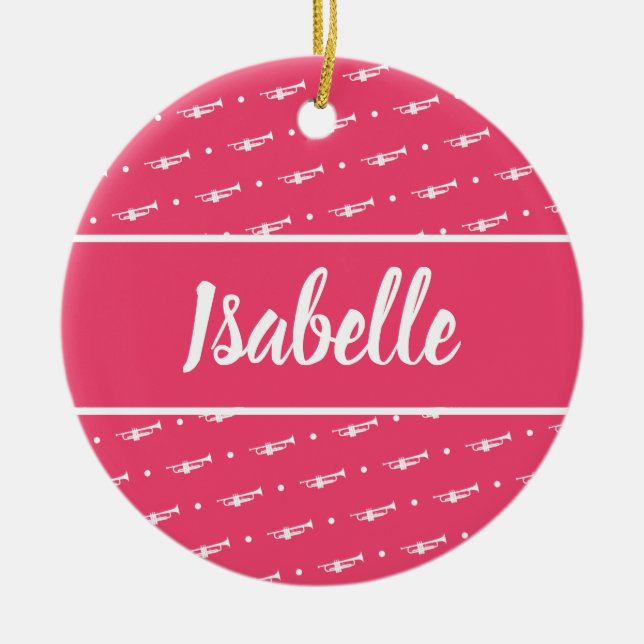 Ornamento De Cerâmica Músico Personalizado do Presente do Jogador de Tro (Frente)