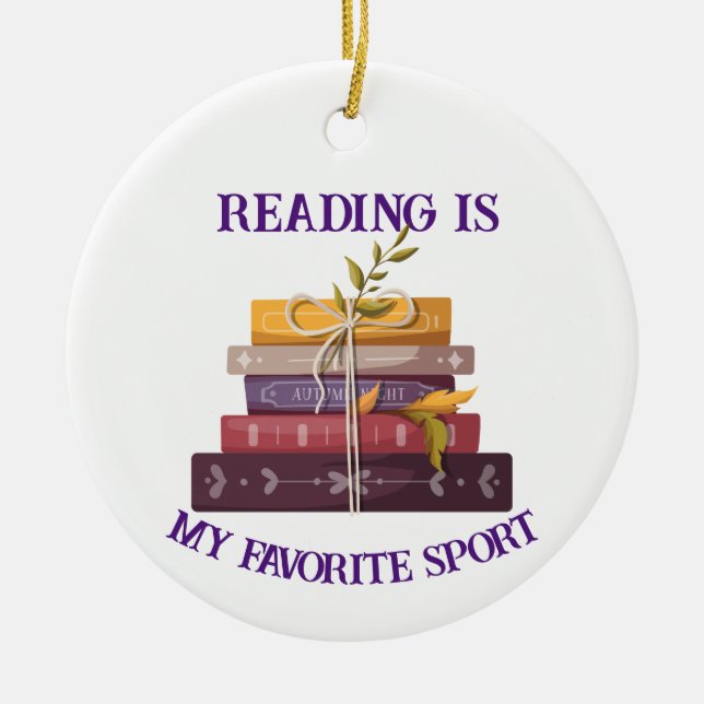 Ornamento De Cerâmica My favorite sport is reading (Frente)