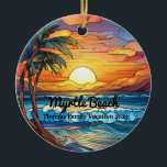 Ornamento De Cerâmica Myrtle Beach Faux Sampem Glass<br><div class="desc">Uma bela lembrança de Trip tropical personalizável. Personalização: Alterar Legenda e ano para torná-la exclusiva.</div>