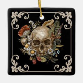 Ornamento De Cerâmica Mystic Skull Vintage Black