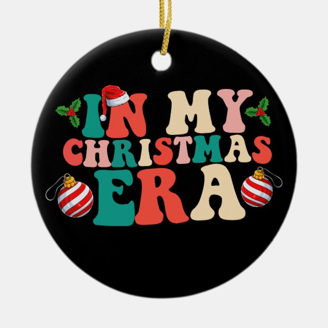 Ornamento De Cerâmica Na minha época de Natal, Groovay Holiday (Frente)