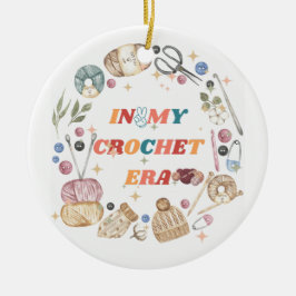 Ornamento De Cerâmica Na minha era do crochê fofo, Presente da Mãe Craft