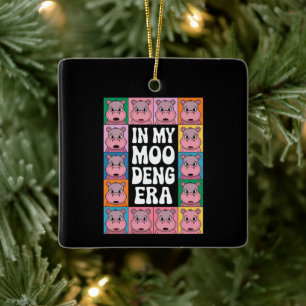 Ornamento De Cerâmica Na Minha Moo Deng Era Moo Deng Hippo Lover
