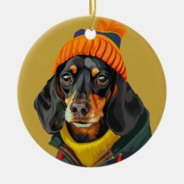 Ornamento De Cerâmica Na moda Dachshund