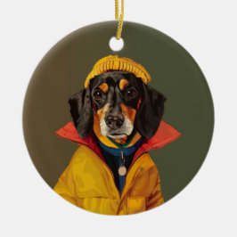 Ornamento De Cerâmica Na moda Dachshund