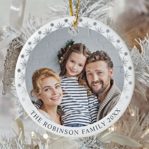 Ornamento De Cerâmica Na moda Duplo Lado Dois Flocos de Neve Prateados