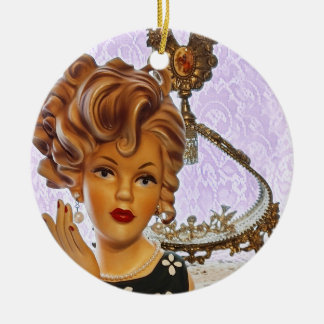 Ornamento De Cerâmica Na moda Lady Head Vase Spiral Curls Vestido Floral