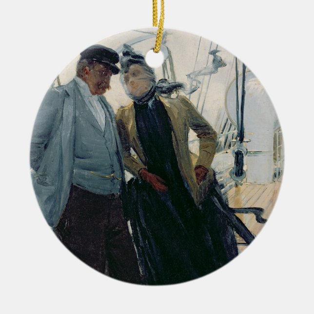 Ornamento De Cerâmica Na plataforma (óleo em canvas) (Frente)