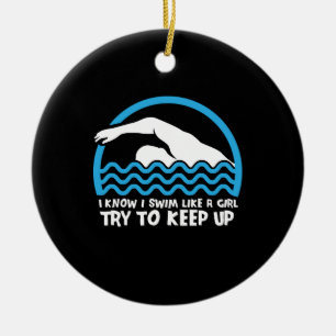 Ornamento De Cerâmica Nadar Presente Nadador