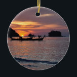Ornamento De Cerâmica Nai Yang Beach, Phuket, Tailândia por pôr do sol<br><div class="desc">Praia Nai Yang,  Phuket,  ornamento de pôr do sol na Tailândia. MEU TRABALHO DE ARTE ORIGINAL em zazzle.com/virginia5050,  PRESENTES INTERNACIONAIS em zazzle.com/InternationalGifts,  Aniversário da Loja de Presentes em zazzle.com/BirthdayGiftStore,  Flórida da Loja de Presentes em zazzle.com/FloridaGiftStore,  e Loja de Presentes de Reforma em www.zazzle.com/RetirementGiftStore*</div>