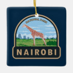 Ornamento De Cerâmica Nairobi National Park Giraffe Viagem Art Vintage<br><div class="desc">Nairobi vetor trabalho de arte design. É vedado em três lados,  enquanto a fronteira sul aberta permite que a vida selvagem migrante se movimente entre o parque.</div>