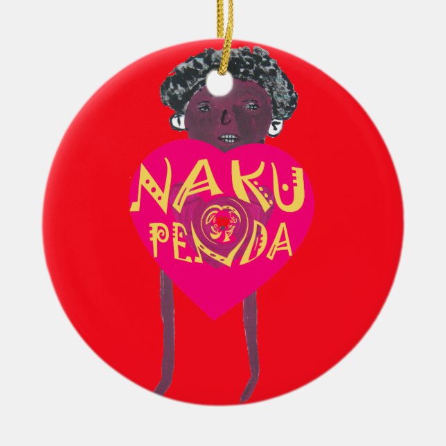 Ornamento De Cerâmica Nakupenda Love Art - Swahili Heart Design (Frente)