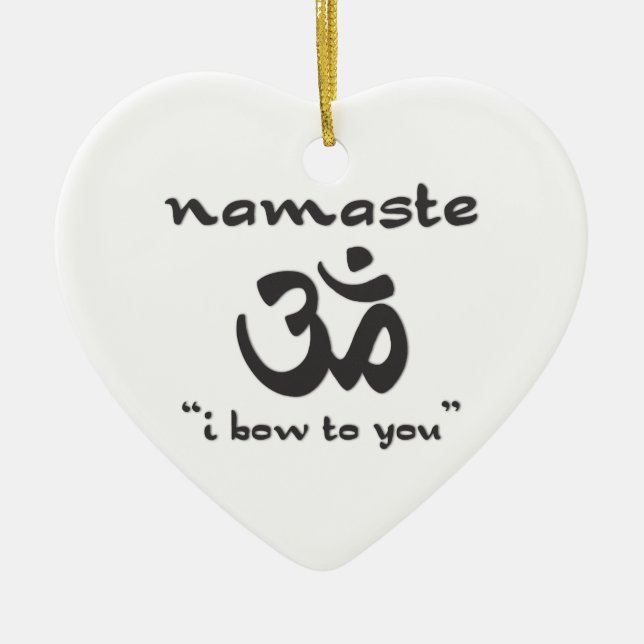 Ornamento De Cerâmica Namaste - Eu Arco Para Você (Frente)