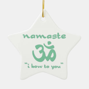 Ornamento De Cerâmica Namaste - Eu me inclino a você (em verde)