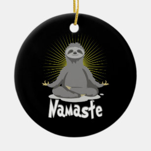 Ornamento De Cerâmica Namaste Meditando Yoga Sloth
