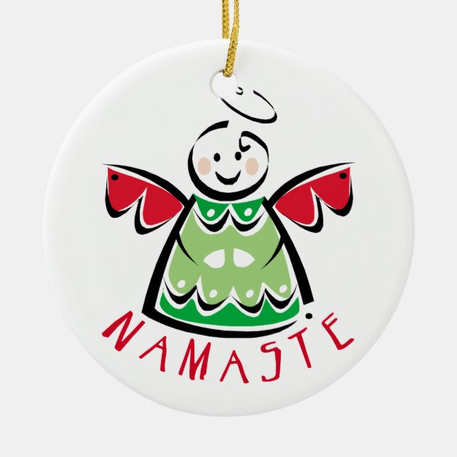 Ornamento De Cerâmica Namaste Yoga Angel Christmas (Frente)