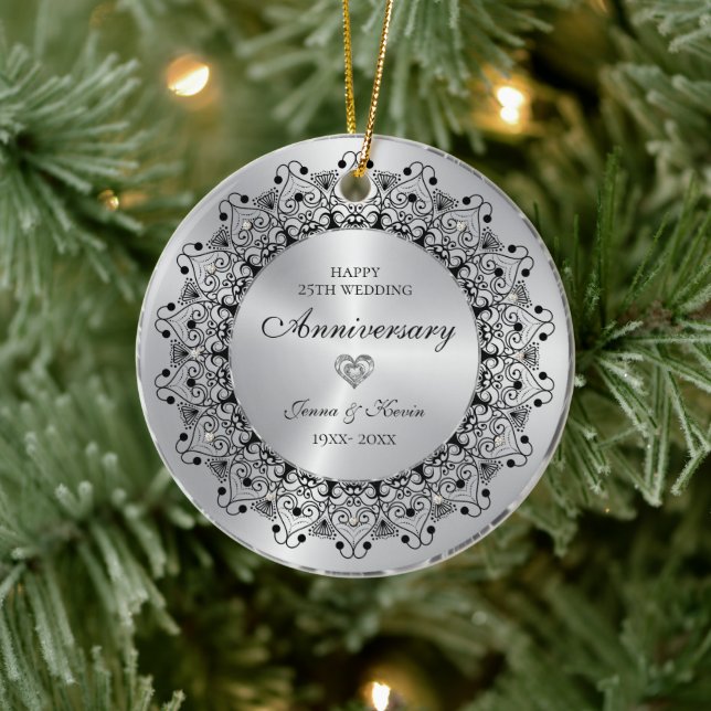 Ornamento De Cerâmica Namorado de 25 BlackMandala no Dourado (Árvore)