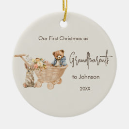 Ornamento De Cerâmica Namorados Avós Primeiro Foto De Natal Urso De Tedd