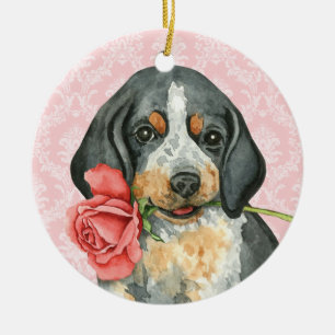 Ornamento De Cerâmica Namorados Bluetick cor-de-rosa