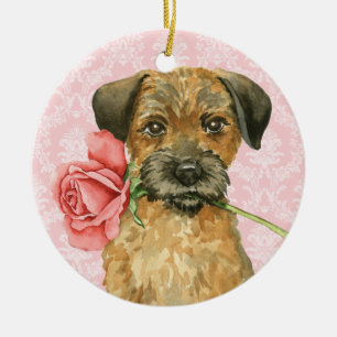 Ornamento De Cerâmica Namorados Border Terrier
