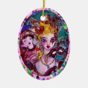 Ornamento De Cerâmica NAMORADOS/Coração Colorido