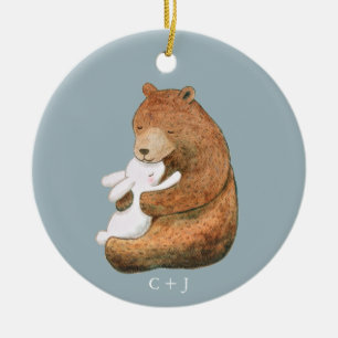 Ornamento De Cerâmica Namorados de Aniversário Personalizado do Casal Be