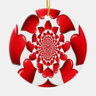 Ornamento De Cerâmica Namorados Feliz Corações Vermelhos Grandes