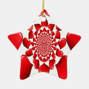 Ornamento De Cerâmica Namorados Feliz Corações Vermelhos Grandes