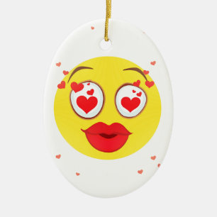 Ornamento De Cerâmica Namorados kiss Emoji