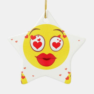 Ornamento De Cerâmica Namorados kiss Emoji