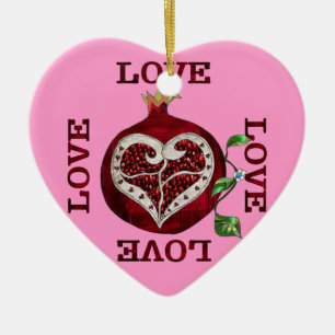 Ornamento De Cerâmica Namorados Pomegranate Heart LOVE