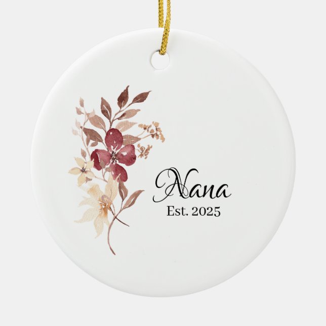 Ornamento De Cerâmica Nana Est. Year – New Grandma Milestone (Frente)