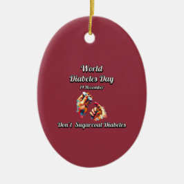 Ornamento De Cerâmica Não faça diabetes. Dia Mundial da Diabetes.