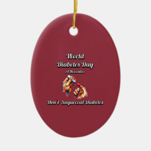 Ornamento De Cerâmica Não faça diabetes. Dia Mundial da Diabetes.