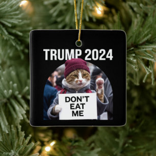 Ornamento De Cerâmica Não me coma gatos para Trump 2024