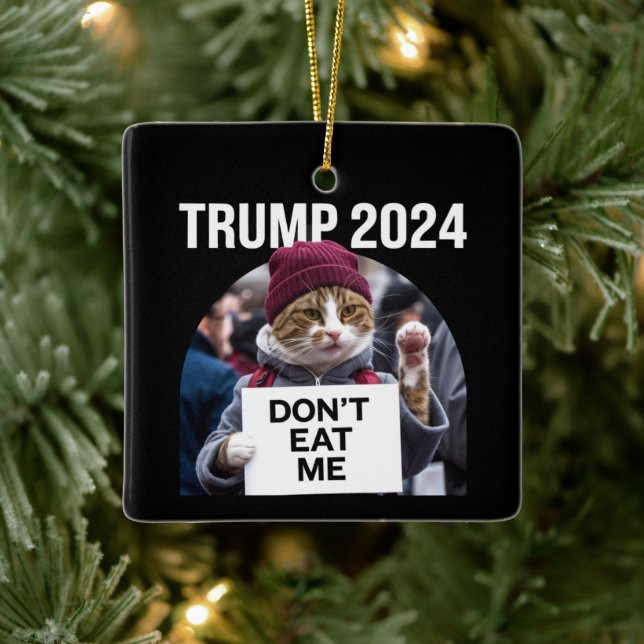 Ornamento De Cerâmica Não me coma gatos para Trump 2024 (Árvore)