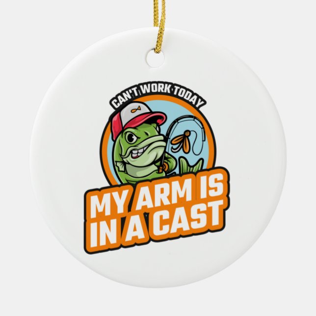 Ornamento De Cerâmica Não posso trabalhar hoje, meu braço está em uma na (Frente)
