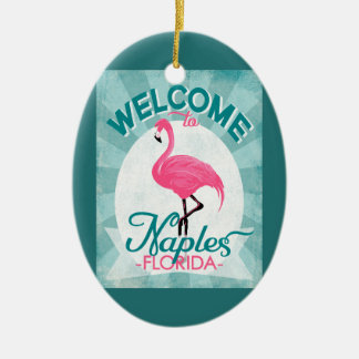 Ornamento De Cerâmica Naples Florida Pink Flamingo Retro
