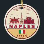 Ornamento De Cerâmica Nápoles Itália Cidade Skyline Emblem<br><div class="desc">Design de arte colorida e minimalista de Nápoles,  com monumentos e marcos da cidade de Itália.</div>