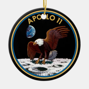 Ornamento De Cerâmica NASA Apollo 11 Landing Landing Lunar Patch Insigni