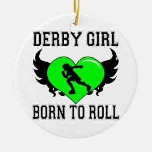 Ornamento De Cerâmica Nascer a rolar: Menina de Derby