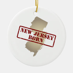 Ornamento De Cerâmica Nascer de New-jersey - selo no mapa