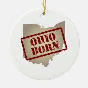 Ornamento De Cerâmica Nascer de Ohio - selo no mapa